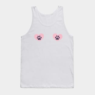 Pink heart with paw prints Tank Top